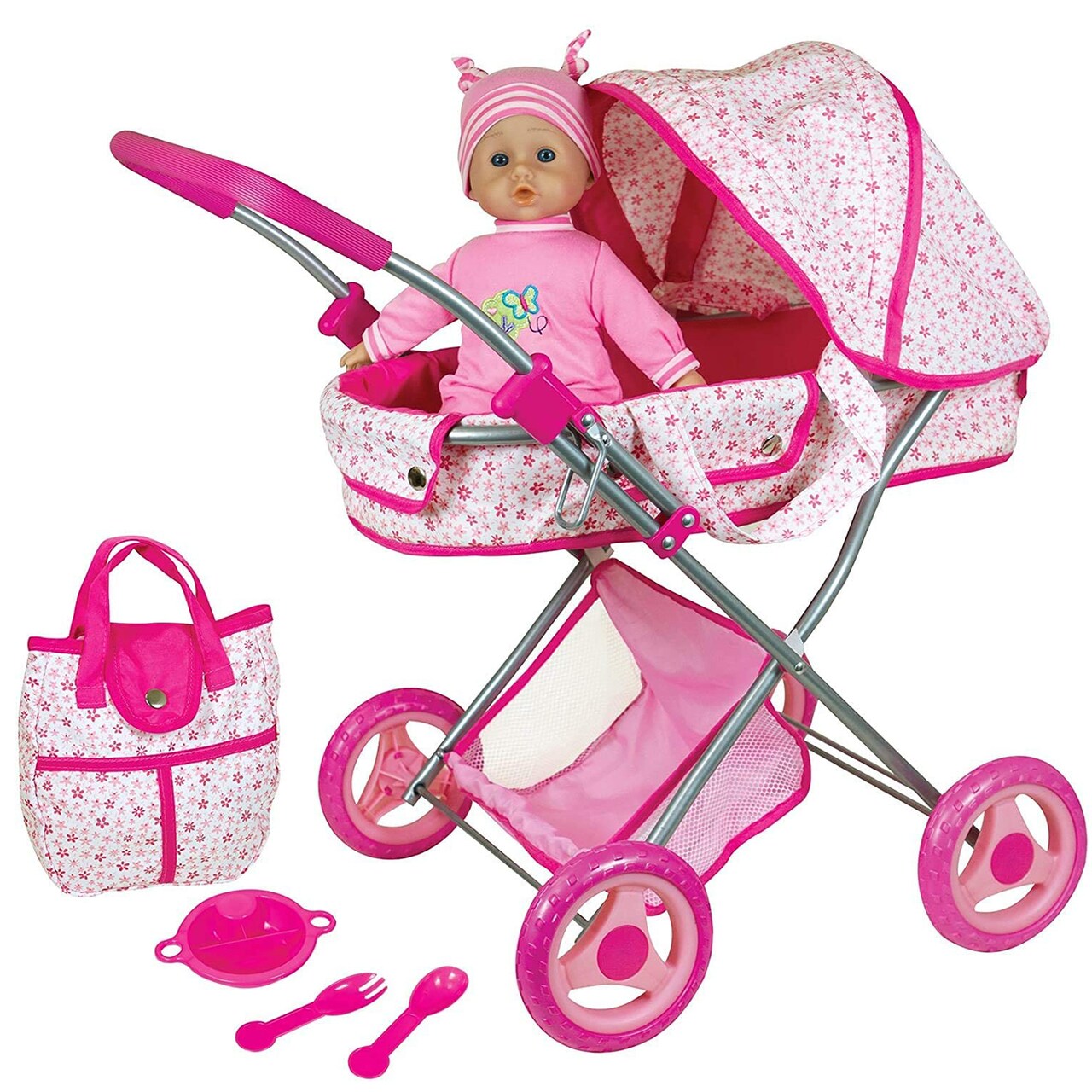 Lissi: Lissi Deluxe Doll Pram with 13" Baby Doll, Also Includes, Doll Pram, Diaper Bag & Accessories, Nuturing and Role Play, For Ages 4 and up